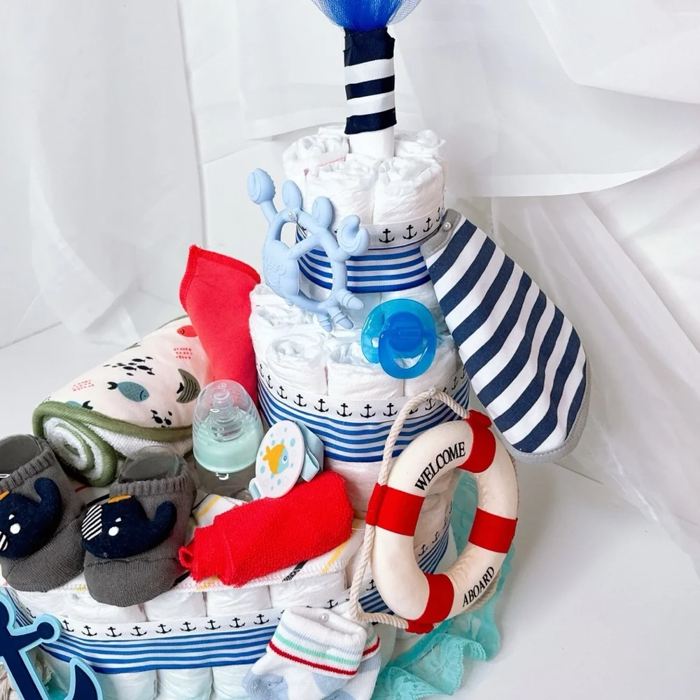 Ship Diaper Cake, Nautical Baby Shower